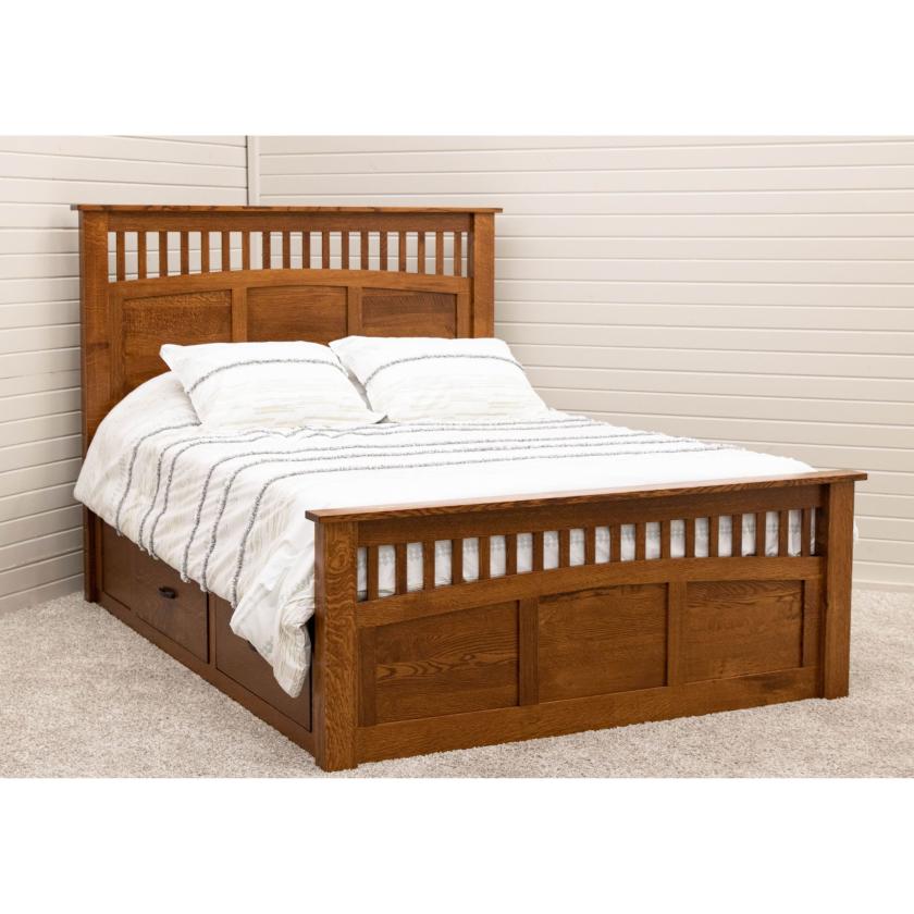 Craftsman Mission Queen Bed with Storage Drawers