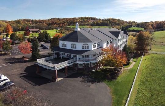 Aerial shot of Amish Door Inn