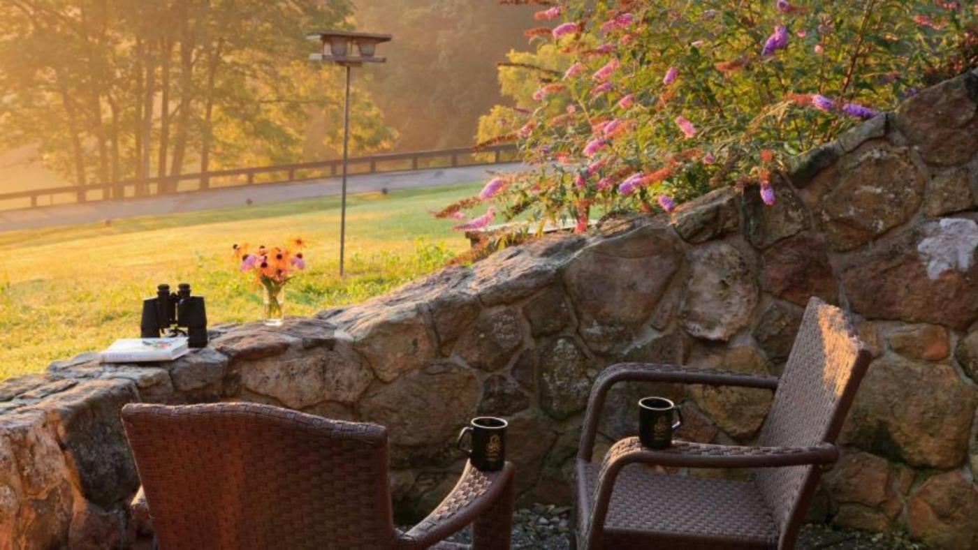 Balcony at Inn at Honey Run at sunrise