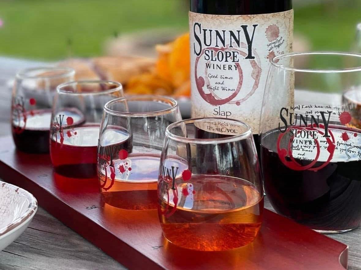 Wine flight at Sunny Slope Winery