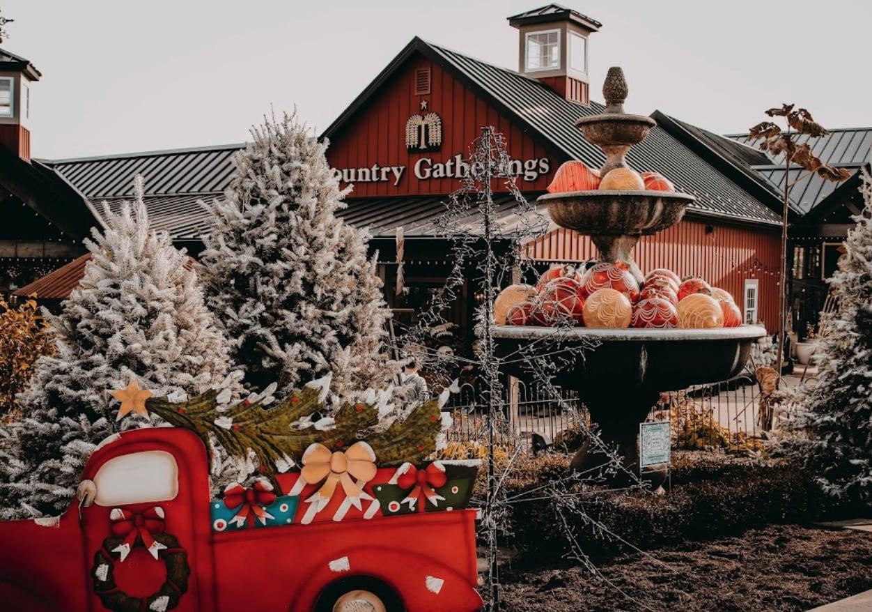 Exterior of Country Gatherings with Christmas decorations