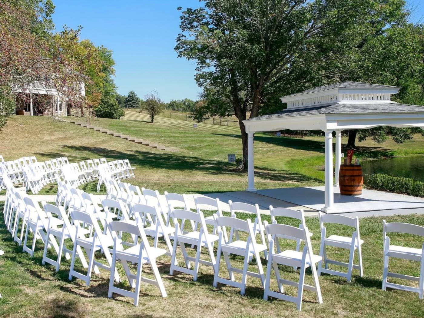 Wedding set up at The Stables at Arrowhead Lake